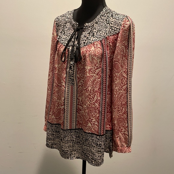 DR2 Tops - DR2 Boho Style Graphic Print Tunic Size M Multicolor Peasant Peplum Paisley